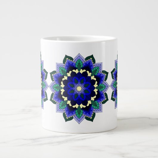 Mandala Pattern 02 in donkerblauw Grote Koffiekop (Voorkant)