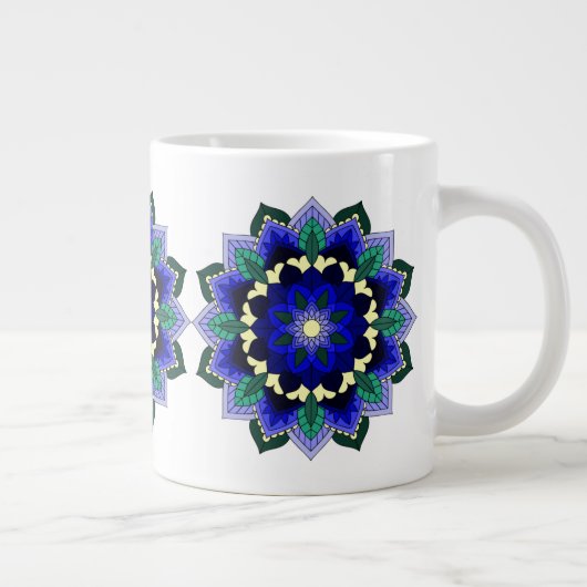 Mandala Pattern 02 in donkerblauw Grote Koffiekop (Rechts)