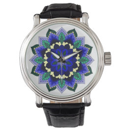 Mandala Pattern 02 in donkerblauw Horloge