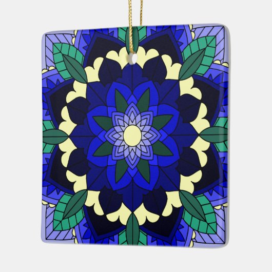 Mandala Pattern 02 in donkerblauw Keramisch Ornament (Links)