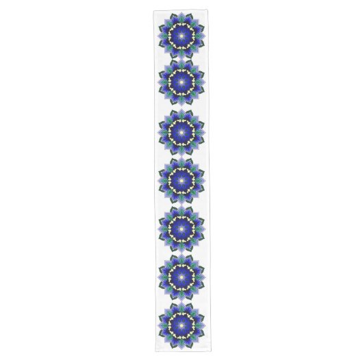 Mandala Pattern 02 in donkerblauw Lange Tafelloper (Voorkant)