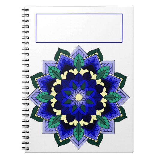 Mandala Pattern 02 in donkerblauw Notitieboek (Voorkant)