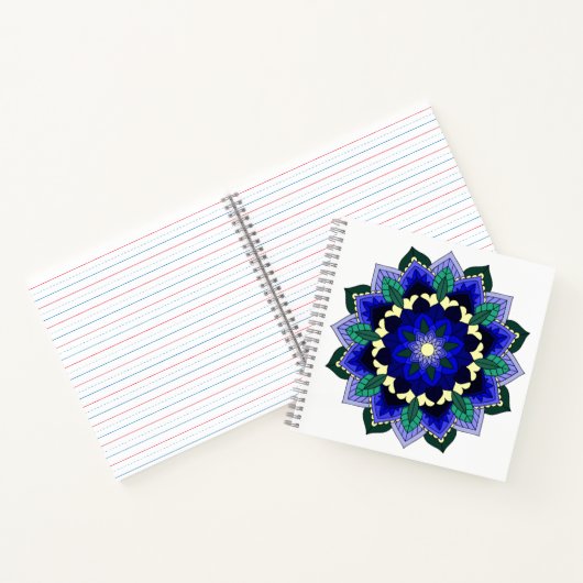 Mandala Pattern 02 in donkerblauw Notitieboek (Binnen)