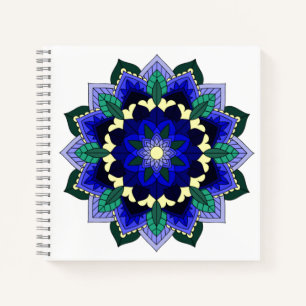 Mandala Pattern 02 in donkerblauw Notitieboek