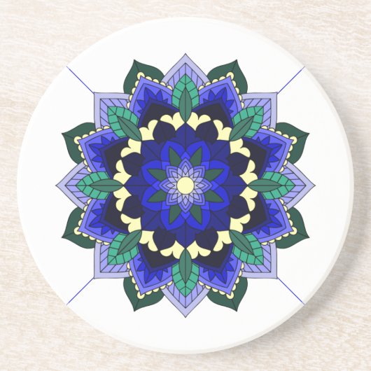 Mandala Pattern 02 in donkerblauw Onderzetter (Voorkant)