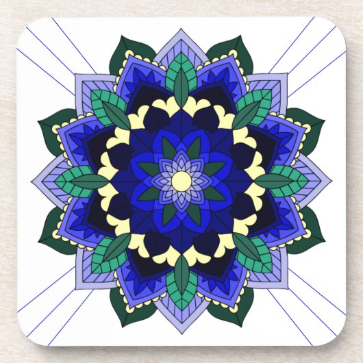 Mandala Pattern 02 in donkerblauw Onderzetter (Voorkant)