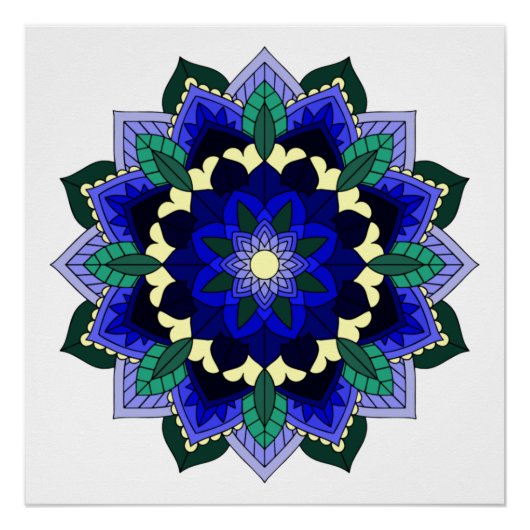 Mandala Pattern 02 in donkerblauw Perfect Poster (Voorkant)