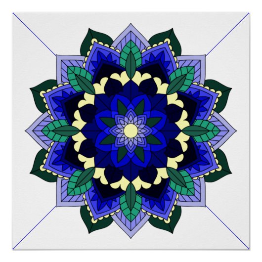 Mandala Pattern 02 in donkerblauw Poster (Voorkant)