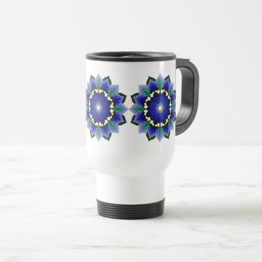 Mandala Pattern 02 in donkerblauw Reisbeker (Voorkant rechts)