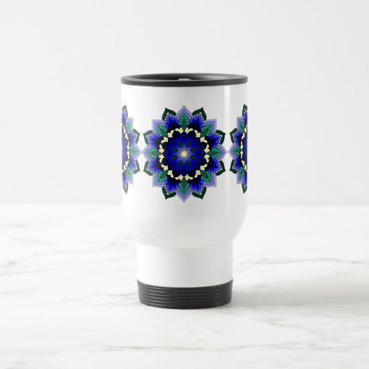 Mandala Pattern 02 in donkerblauw Reisbeker (Center)