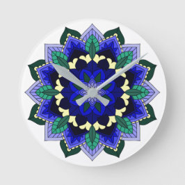Mandala Pattern 02 in donkerblauw Ronde Klok