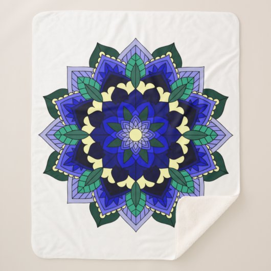Mandala Pattern 02 in donkerblauw Sherpa Deken (Voorkant)
