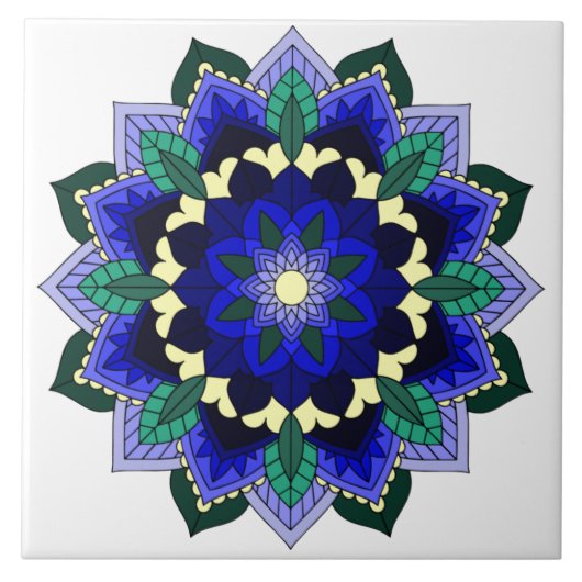 Mandala Pattern 02 in donkerblauw Tegeltje (Voorkant)