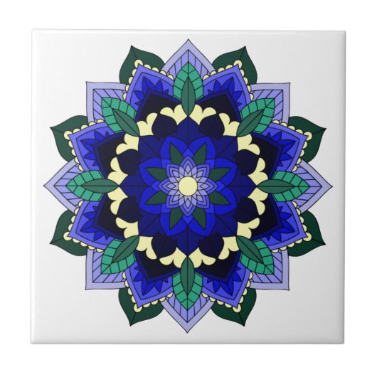 Mandala Pattern 02 in donkerblauw Tegeltje (Voorkant)