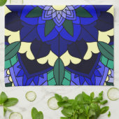 Mandala Pattern 02 in donkerblauw Theedoek (Gevouwen)