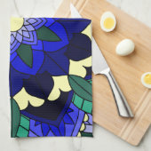 Mandala Pattern 02 in donkerblauw Theedoek (Quarter Fold)