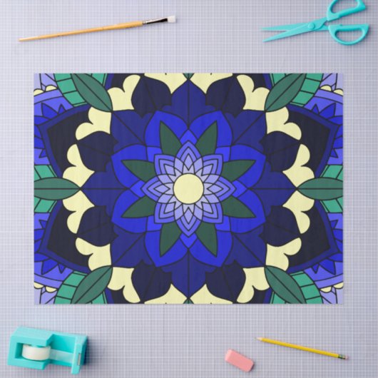 Mandala Pattern 02 in donkerblauw Tissuepapier (Craft)