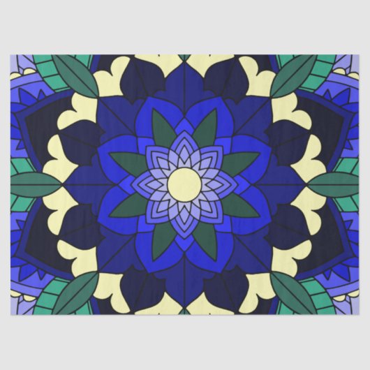 Mandala Pattern 02 in donkerblauw Tissuepapier (Voorkant)