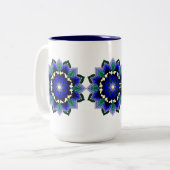 Mandala Pattern 02 in donkerblauw Tweekleurige Koffiemok (Voorkant links)