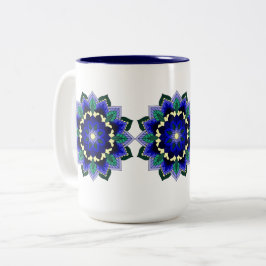 Mandala Pattern 02 in donkerblauw Tweekleurige Koffiemok