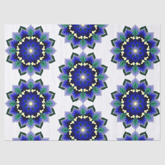 Mandala Pattern 02 in donkerblauw weefselpapier Tissuepapier (Voorkant)
