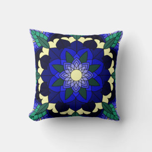 Mandala Pattern 02 in donkerblauwe kussen