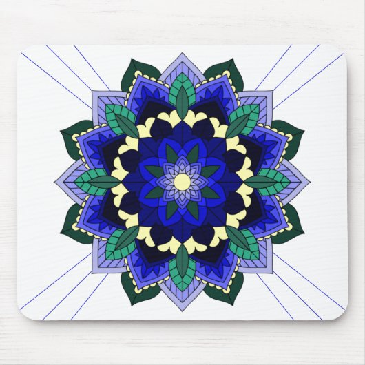 Mandala Pattern 02 in donkerblauwe Muismat (Voorkant)