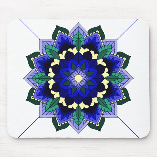 Mandala Pattern 02 in donkerblauwe Muismat (Voorkant)
