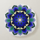 Mandala Pattern 02 in donkerblauwe ronde kussen (Achterkant)