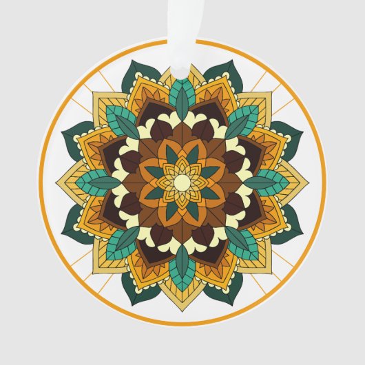 Mandala Pattern 02 in geel en geelbruin Ornament (voorkant)