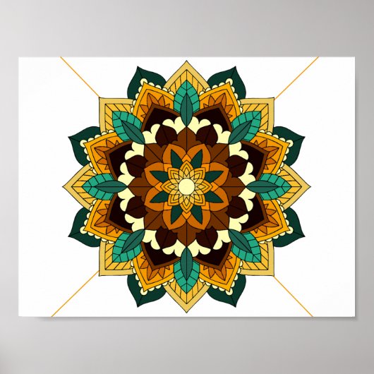 Mandala Pattern 02 in geel en geelbruin Poster (Voorkant)