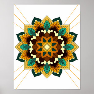Mandala Pattern 02 in geel en geelbruin Poster