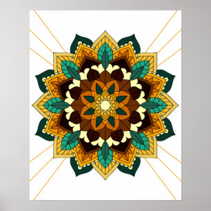 Mandala Pattern 02 in geel en geelbruin Poster