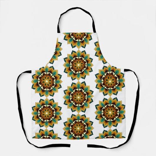 Mandala Pattern 02 in geel en geelbruin Schort (Voorkant)