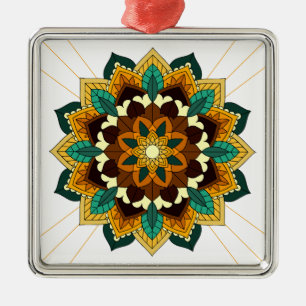 Mandala Pattern 02 in geel en tan Metaal Ornament