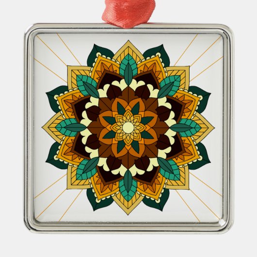 Mandala Pattern 02 in geel en tan Metaal Ornament (Voorkant)