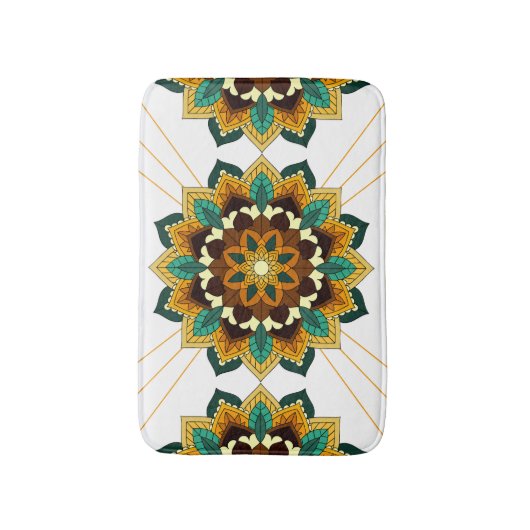 Mandala Pattern 02 in geel & tan Bath Mat (Voorkant Verticaal)