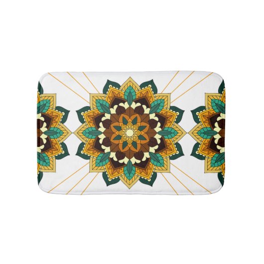 Mandala Pattern 02 in geel & tan Bath Mat (Voorkant)