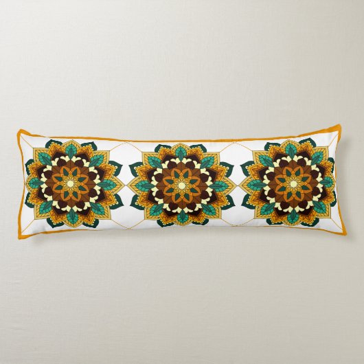 Mandala Pattern 02 in geel & tan Body Cushion Lichaamskussen (Achterkant)