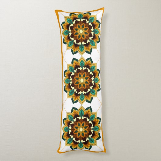 Mandala Pattern 02 in geel & tan Body Cushion Lichaamskussen (Achterkant (Verticaal))