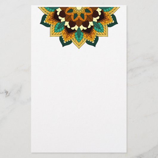Mandala Pattern 02 in geel & tan Briefpapier (Voorkant)
