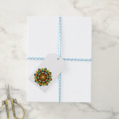 Mandala Pattern 02 in geel & tan Cadeaulabel (Met Touw)