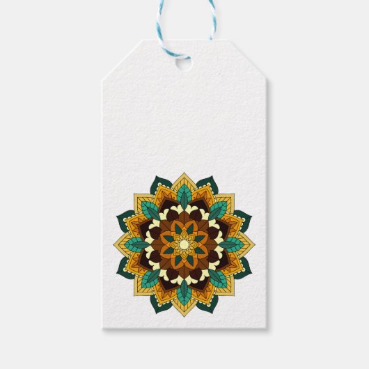 Mandala Pattern 02 in geel & tan Cadeaulabel (Voorkant)