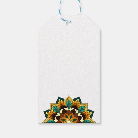 Mandala Pattern 02 in geel & tan Cadeaulabel (Achterkant)