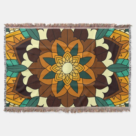 Mandala Pattern 02 in geel & tan Deken (Voorkant)