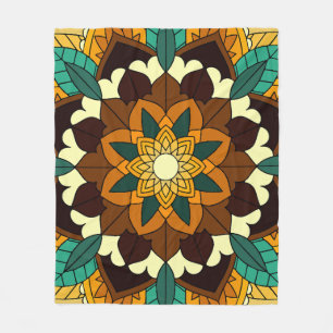 Mandala Pattern 02 in geel & tan Fleece Deken