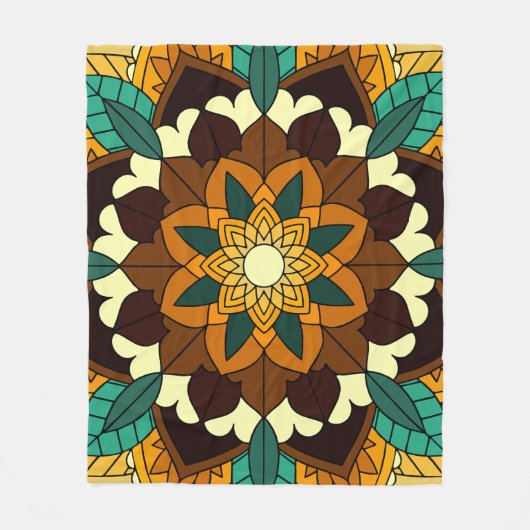 Mandala Pattern 02 in geel & tan Fleece Deken (Voorkant)