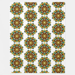 Mandala Pattern 02 in geel & tan Fleece Deken