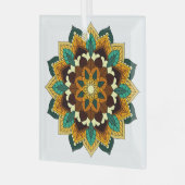 Mandala Pattern 02 in geel & tan Glas Ornament (Voorkant links)