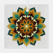 Mandala Pattern 02 in geel & tan Glas Ornament (Achterkant)